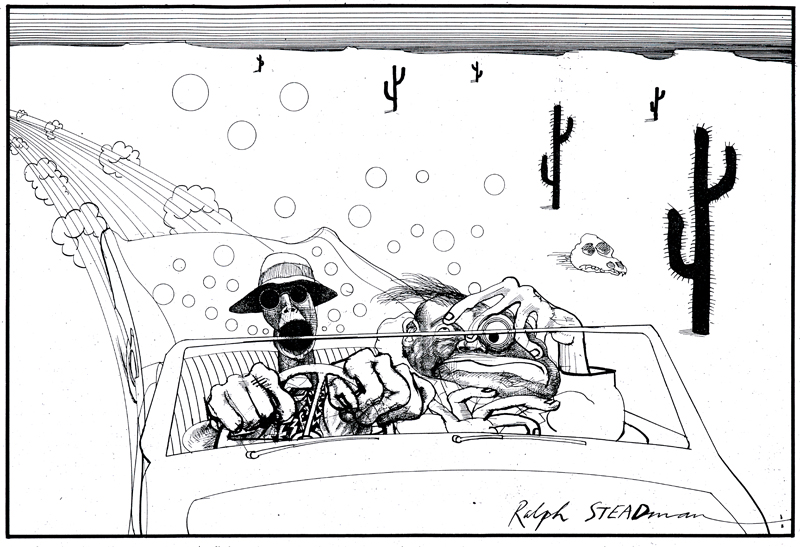 Illustration by Ralph Steadman from Fear and loathing in Las Vegas, the novel by Hunter S Thompson.