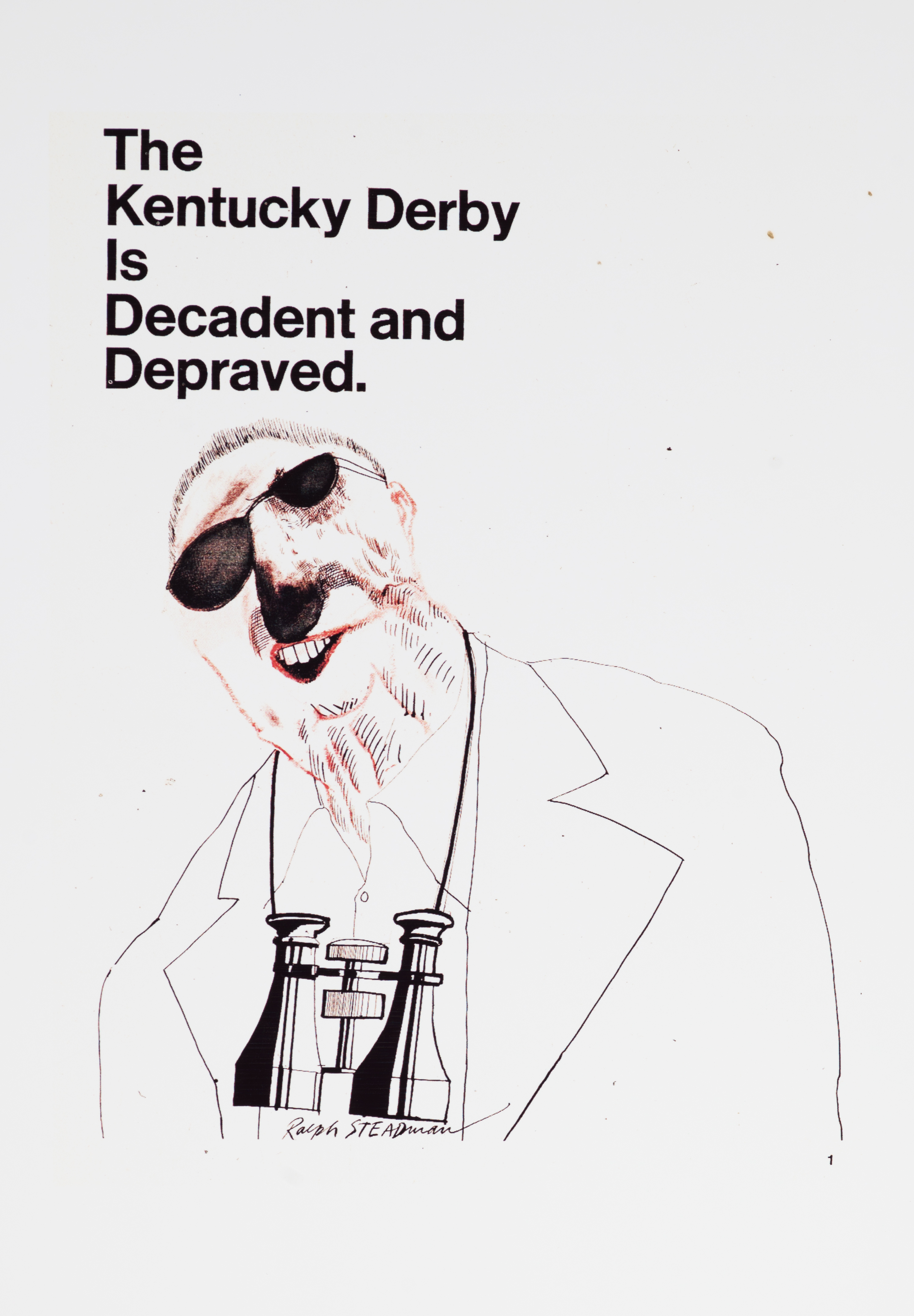 Cover of Scanlan's Magazine which contains the feature The Kentucky Derby is Decadent and Depraved.by Hunter S Thompson, Illustrated by Ralph Steadman