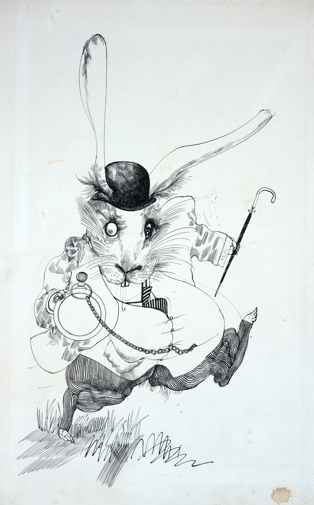 The White Rabbit illustration from Ralph Steadman's version of Alice in Wonderland, by Lewis Carrol